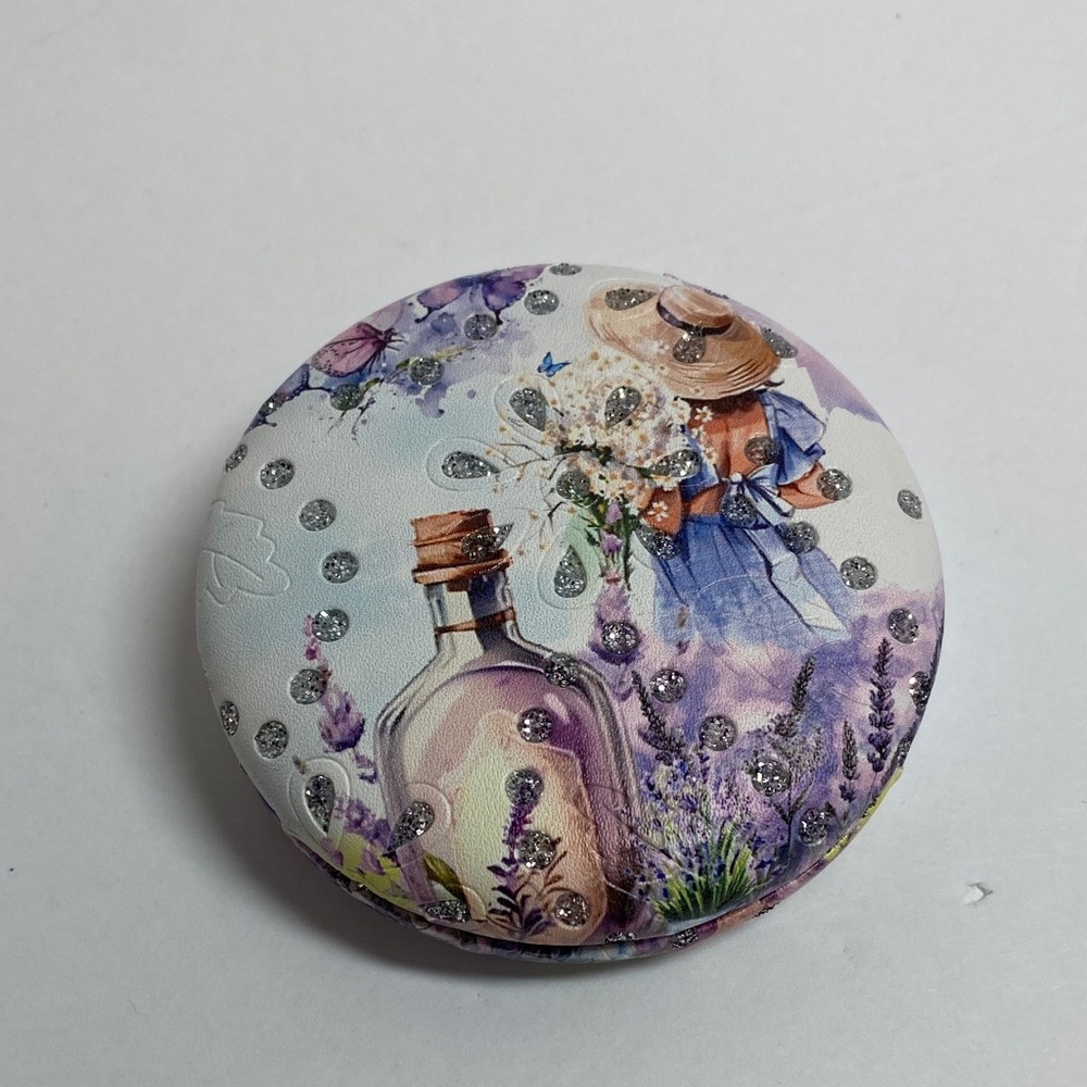 Lavender Garden Compact Mirror - Purple Floral Illustration